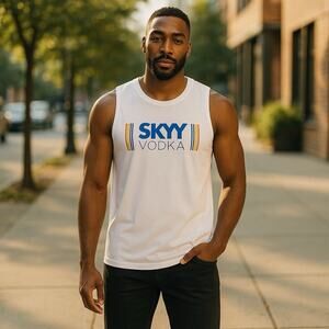 SKYY Vodka PRIDE Unisex Size 2X-Large White 100% Cotton Tank Top Rainbow Colors
